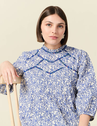 Blouse manches 3/4 blanc femme