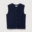 Pull droit court sans manches col rond bleu marine femme