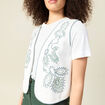 Gilet sans manches brod&eacute; ecru femme