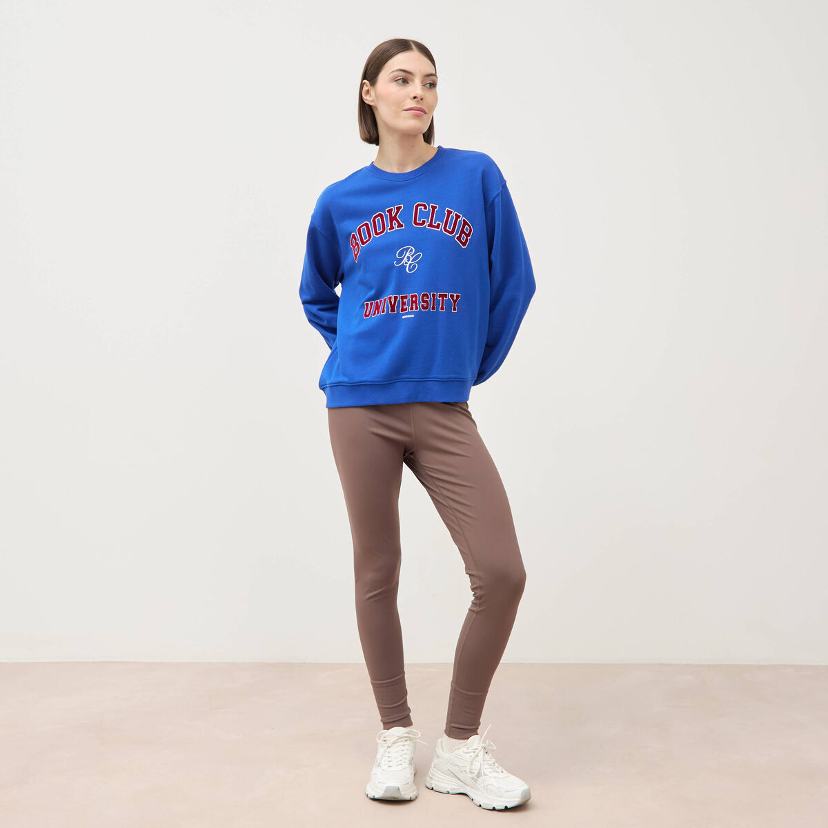 Sweat droit manches longues bleu electrique femme
