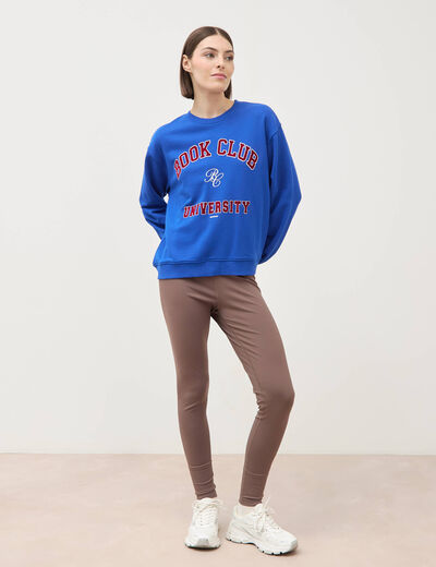 Sweat droit manches longues bleu electrique femme