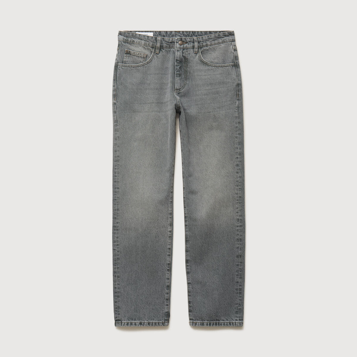 Jeans straight longueur 32 en coton denim gris homme