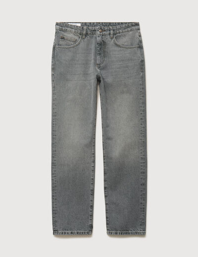 Jeans straight longueur 32 en coton denim gris homme