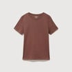 T-shirt cintr&eacute; col rond manches courtes marron fonc&eacute; femme