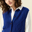 Gilet sans manches col rond bleu electrique femme