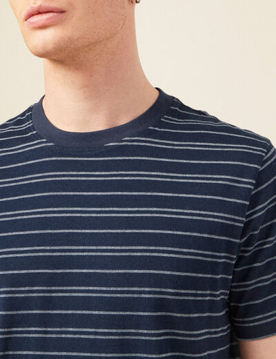 T-shirt en coton manches courtes bleu marine homme