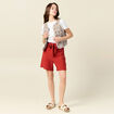 Short large taille haute rouge foncé femme