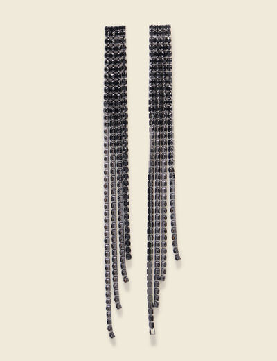 Boucles d'oreilles avec strass noir femme