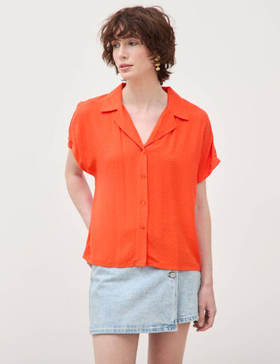 Chemise manches courtes orange fonc&eacute; femme