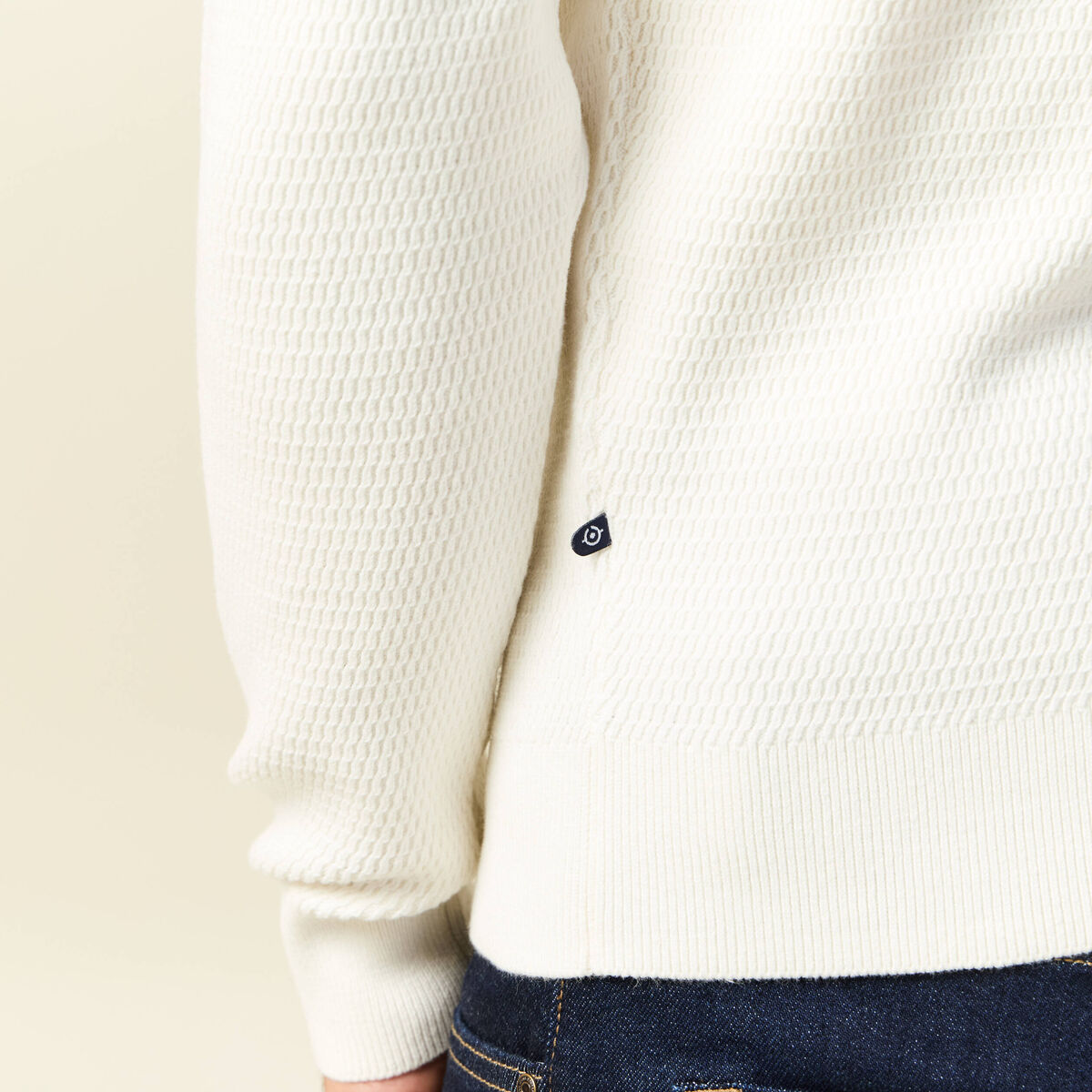 Pull droit manches longues ecru homme