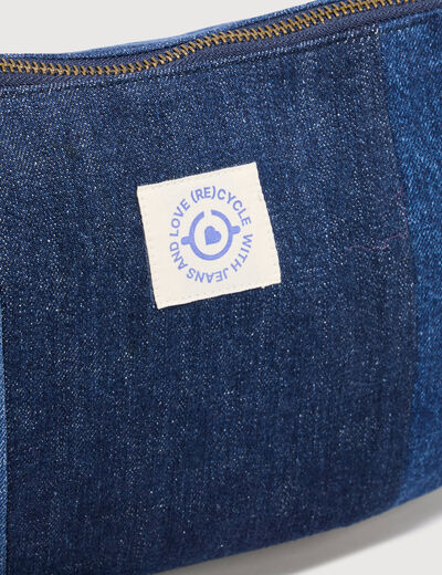 Sac bandouli&egrave;re en coton effet jeans denim brut femme