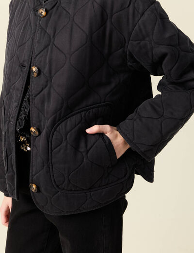 Veste oversize manches longues doubl&eacute;e gris fonc&eacute; femme