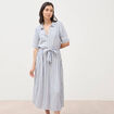 Robe manches courtes col am&eacute;ricain ecru femme