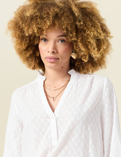 Blouse manches longues blanc femme