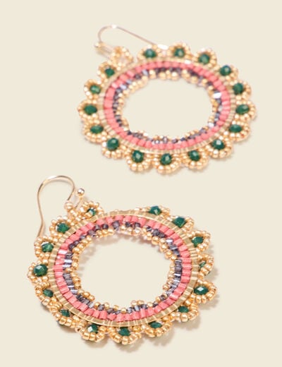 Boucles d'oreilles pendantes multicolore femme