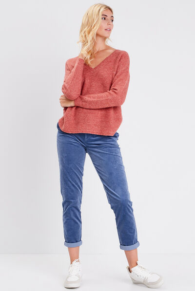 Pull manches longues orange foncé femme
