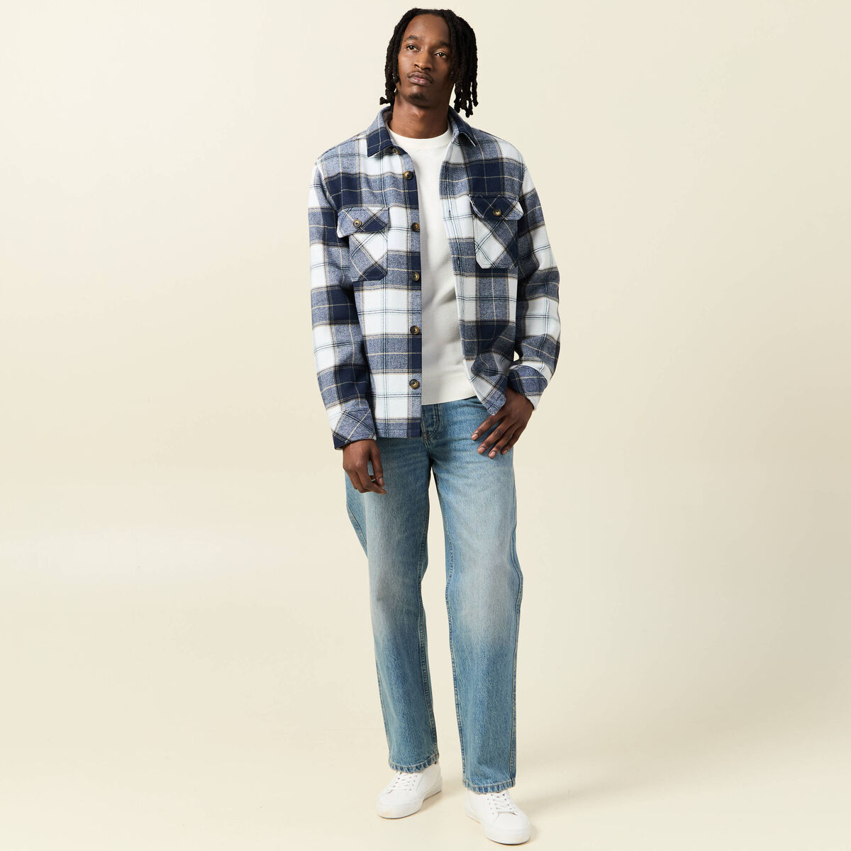 Jeans relax 5 poches denim dirty homme
