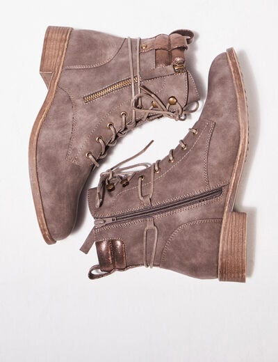 Bottines à détails zippés beige femme