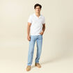 Polo cintr&eacute; col cubain manches courtes blanc homme