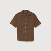 Chemise manches courtes col tailleur taupe homme