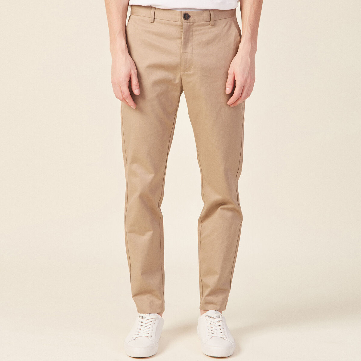 Pantalon chino cropped beige homme