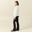 Sweat manches longues col polo ecru femme