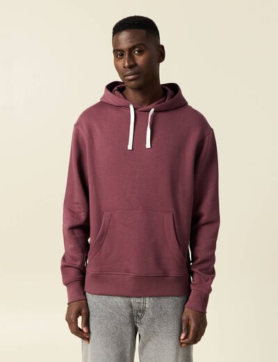 Sweat &agrave; capuche bordeaux homme