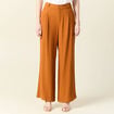 Pantalon large fluide marron femme
