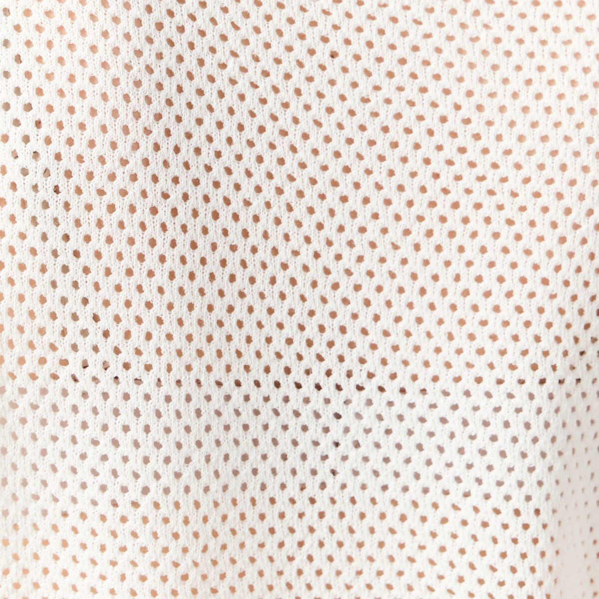 Pull manches courtes ajouré ecru femme