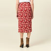 Jupe midi portefeuille fluide rouge fonc&eacute; femme