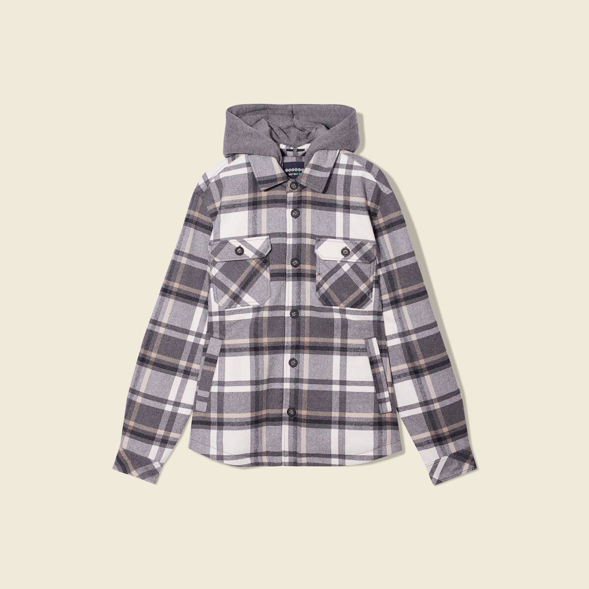Surchemise &agrave; capuche manches longues gris fonc&eacute; homme