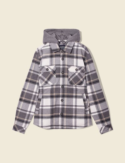 Surchemise &agrave; capuche manches longues gris fonc&eacute; homme