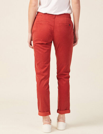 Chino 7/8&egrave;me taille standard orange fonc&eacute; femme