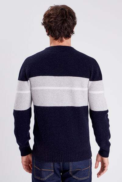 Pull manches longues bleu foncé homme