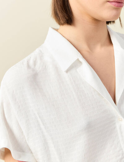 Chemise manches courtes ecru femme