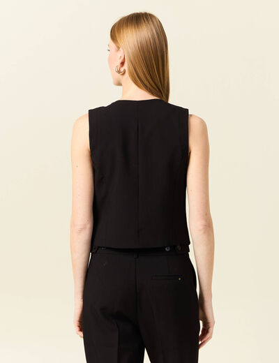 Veston sans manches ajusté noir femme