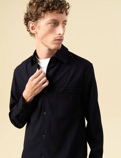 Surchemise col classique manches longues bleu marine homme