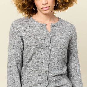 gilet manches longues ajoure gris clair femme Gilet manches longues ajouré gris clair femme