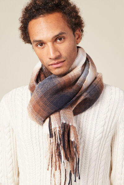 Écharpe à franges marron homme