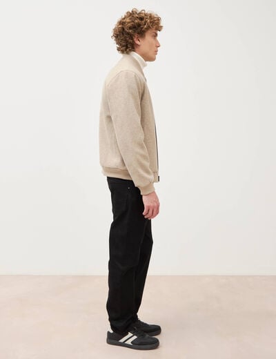 Blouson doubl&eacute; manches longues beige homme