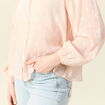 Blouse manches longues brodée rose poudrée femme