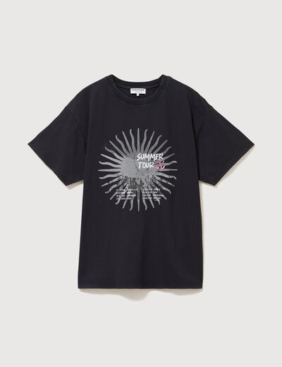 T-shirt oversize en coton noir femme