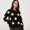 Pull manches longues col rond noir femme