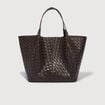 Ensemble cabas tress&eacute; 2 en 1 marron fonc&eacute; femme
