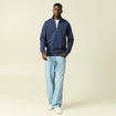 Sweat col montant manches longues bleu marine homme