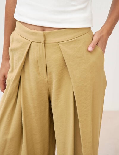 Pantalon loose taille standard camel femme