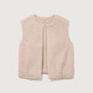 Gilet droit sans manches col rond ivoire femme