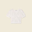 T-shirt manches courtes ajouré creme femme