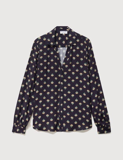 Blouse manches longues bleu marine femme