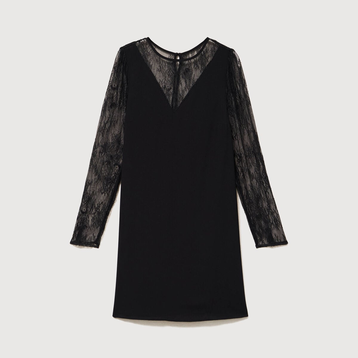 Robe courte &eacute;vas&eacute;e manches longues noir femme